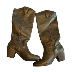Mossimo Boots Stylish Brown Knee-High Cowgirl Rodeo Western Boho Chic Size 7.5